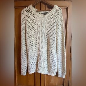Tommy Bahama Cream Cable Knit Sweater womens metallic